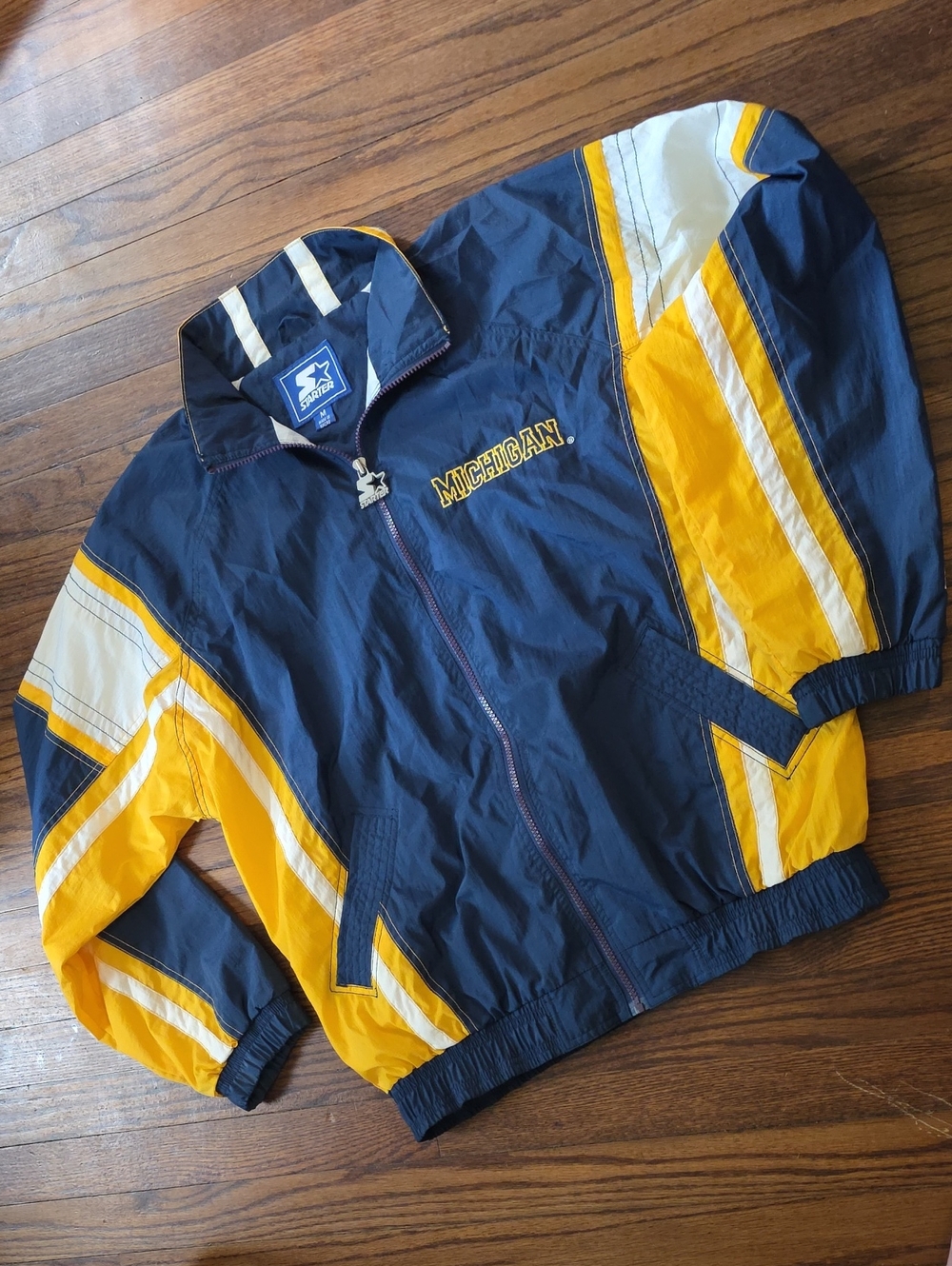 Starter UofM Michigan Navy & Yellow Windbreaker Jacket